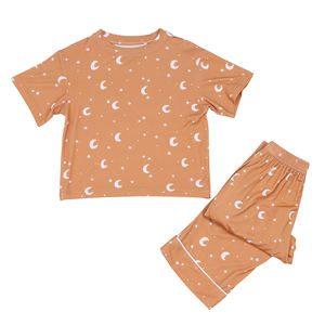 เสื้อผ้าเด็กลายไม้ไผ่ผ้าวิสคอสสำหรับเด็กชุดนอนเด็กหัดเดินหน้าร้อนเซ็ตชุดนอนกันหนาวเนื้อนุ่มระบายอากาศได้ดี - Product Image 1