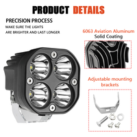 Feux de brouillard tout-terrain 12V IP68 4 LED blancs 40W pour Jeep 4x4, lampe auxiliaire LED