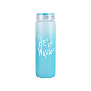Vaso de agua ligero de vidrio para estudiantes, 500 ml, acabado mate degradado, mini, con cordón a juego y tapa. - Product Image 2