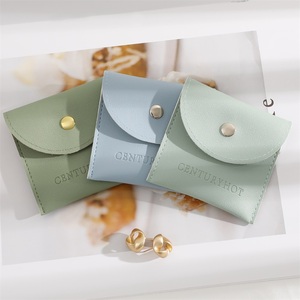 Bolsas de Joyería de Piel Sintética Verde al por Mayor con Botón, Bolsas de Piel Sintética para Pulseras y Anillos con Logotipo Impreso - Product Image 3