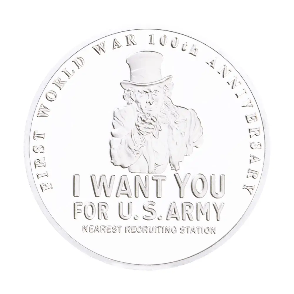 Uncle Sam Souvenir Coin American Patriotism Collectibles Silver Plated Commemorative Coin Challenge Coin