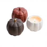 TC63 Luxus-Aroma-Sojawachs-Kerze in Kürbisform, Keramikbecher, Duftkerzen für Halloween, Weihnachten, Feiertagsdekoration