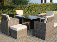 Meubles pour la maison bon marché imperméable dîner patio rotin osier métal bois jardin salle à manger table d'extérieur