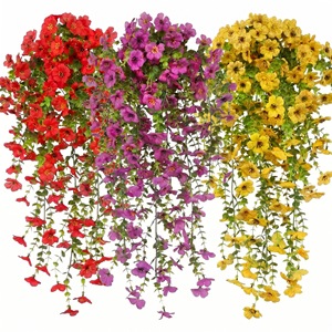 Fleurs artificielles, eucalyptus violet, guirlandes suspendues en plastique, décoration de mariage en plein air, bouquet - Product Image 1