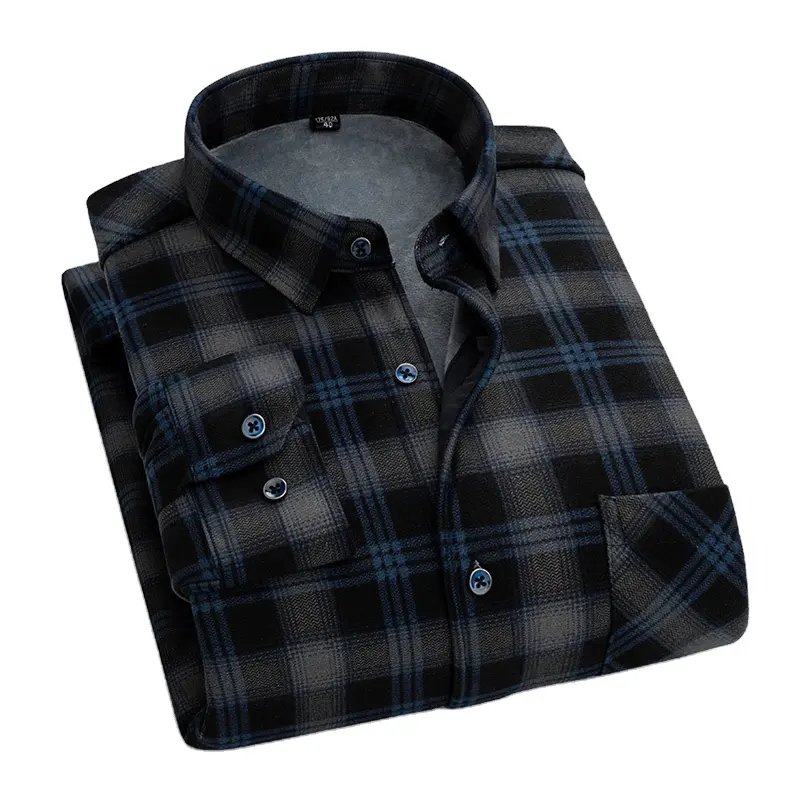 Hot sale high quality cotton winter warm men's casual formal check shirts ready made shirts for men