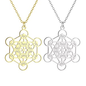 Collier pendentif <span class=keywords><strong>Sceau</strong></span> <span class=keywords><strong>de</strong></span> l'archange <span class=keywords><strong>Metatron</strong></span> en acier inoxydable, bijou amulette hexagramme <span class=keywords><strong>de</strong></span> géométrie sacrée - Product Image 6