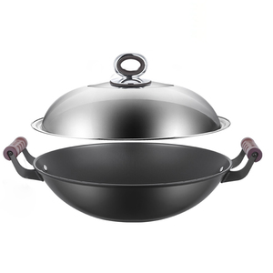<span class=keywords><strong>Wok</strong></span> en titane pour cuisine commerciale, 47 cm, grande capacité, avec couvercle en acier pour cuisinière à gaz à induction - Product Image 3