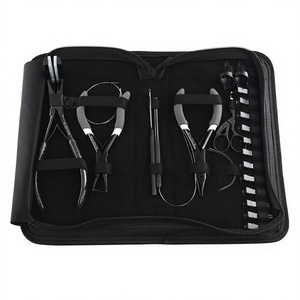 Kit de 9 Herramientas Profesionales para Extensiones de Cabello, Estuche de Uso Comercial, Tijeras para Cortar Cabello, Pinza para Cinta Adhesiva, Herramienta de Acero Quirúrgico para Remover Cuentas y Crimpar - Product Image 1