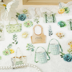 20 pegatinas PET por paquete, serie de esquinas florales ocultas, tema de arreglos florales, pegatinas decorativas hechas a mano - Product Image 1