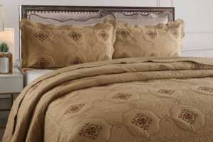 Ensemble de couette réversible Lilianna 3 pièces Marron <span class=keywords><strong>chocolat</strong></span> - Mélange de qualité supérieure Léger <span class=keywords><strong>Couvre</strong></span>-<span class=keywords><strong>lit</strong></span> toutes saisons - Product Image 4