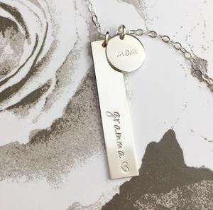 Custom Stainless Steel Friendship Family Christmas Birthday Gift Engraved Bar Disc Mama Mom <strong>Grandma</strong> Necklace <strong>Jewelry</strong> - Product Image 3