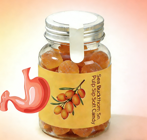 <span class=keywords><strong>Caramelos</strong></span> de Goma Efervescentes Sin Azúcar con Espino Amarillo y Mollete de Pollo, Sabor Afrutado, en Botella, para la Salud Digestiva - Product Image 1