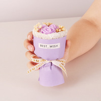Mini bouquet de fleurs éternelles séchées en gros – Cadeau de Saint-Valentin pour petite amie, idéal pour rendez-vous galants – Savon rose fait main format poche