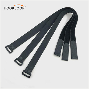 Correa Ajustable de Nailon Negra y Blanca con Gancho y Bucle, Cinta Reutilizable con Hebilla para Agrupar Cables - Product Image 3