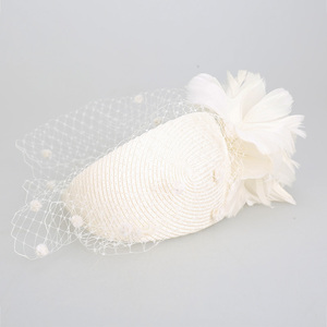 PP Braid Base Satin Wrapped <strong>Headband</strong> Fascinator <strong>Veil</strong> Dot Trim Accessory Fascinator Feather Flower <strong>Headband</strong> for Party - Product Image 3
