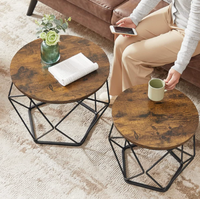 Table basse ronde en bois de style nordique rétro, tendance minimaliste, durable et écologique, modèle KFZ08, pour salons, chambres et balcons.
