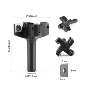 1PC12mm 1/2 tige lame remplaçable mèche de rabotage face fin <span class=keywords><strong>fraise</strong></span> Insert-Style Spoilboard CNC surfaçage routeur Bits pour le bois - Product Image 3