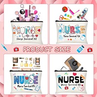 Sac à cosmétiques portable en toile à fermeture éclair multi-usages avec motif de dessin animé, poignée souple, pour infirmières, maquillage et voyages