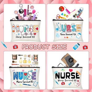 Bolsa de cosméticos de lona con cremallera multiusos con patrón de enfermera, maquillaje de Navidad, regalo de cumpleaños para enfermera practicante de enfermería - Product Image 5