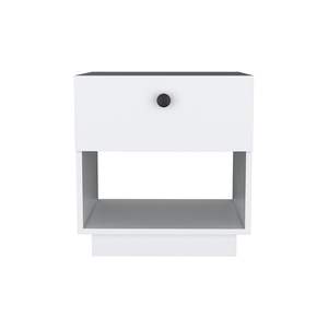 DB Viliigili, mesita de noche moderna de un cajón, mesa auxiliar con acabado blanco sólido para dormitorio, carga inalámbrica plegable para uso en apartamentos - Product Image 2