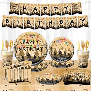 Set di Stoviglie Usa e Getta per Feste a Tema Cartoni Animati Retrò, con Piatti, Bicchieri, Tovaglioli e Posate in <span class=keywords><strong>Carta</strong></span>. - Product Image 1