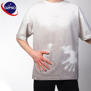 เสื้อยืด QZFSO แบบเปลี่ยนสีตามอุณหภูมิ เสื้อยืดกราฟิกเปล่าทรงใหญ่แบบครอปสำหรับผู้ชาย - Product Image 1