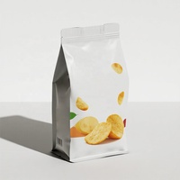 Sachet à fond plat imprimé sur mesure, scellé sur huit côtés, avec fermeture éclair, en aluminium alimentaire, pour snacks, noix et fruits secs