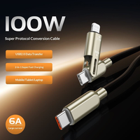 Câble de charge rapide USB C vers C et USB C vers Lightning 2-en-1 100W 6A, câble de transfert de données USB 2.0 tressé 480 Mbps pour iPhone, iPad, ordinateur portable