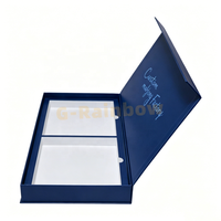 Boîte d'emballage en carton rigide bleu OEM pour Mahjong, logo personnalisé, deux compartiments, coffret cadeau pour jeu de Mahjong avec logo