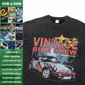 Camiseta de punto retro americana de carreras, con estampado DTG, efecto vintage desgastado, hombros caídos, manga corta, antibacteriana, con letras. - Product Image 2