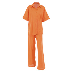 Ensemble chemise pantalon et pantalon, ample, en coton et lin, deux pièces, décontracté, à la mode, vêtements pour femmes, nouvelles combinaisons d'été <span class=keywords><strong>2022</strong></span>, R21019S - Product Image 6
