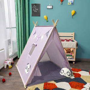 Tente Tippee d'intérieur d'usine OEM Panda Drapeaux à cadre en bois de pin Grande tente tipi pour enfants - Product Image 6