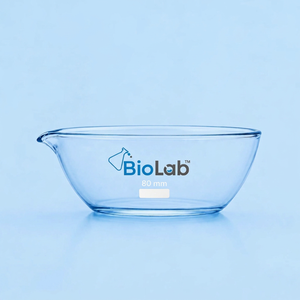จานระเหยสาร BioLab แบบก้นแบนพร้อมที่ริน ทำจากแก้วโบโร 3.3 ขนาด 80 มม. ความจุ 100 ชิ้น - Product Image 1