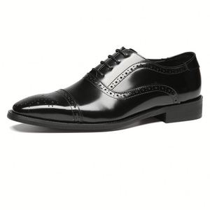 Latest Business Formal Stylish Brogue Men's Shoes With <b>Pointed</b> <b>Toes</b> Men Korean Style Trendy Leather Shoes Versatile Men Shoes - Product Image 4