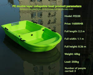 Bateau de pêche <span class=keywords><strong>pliable</strong></span> en plastique PE double couche de 2.2m pour 2 personnes, <span class=keywords><strong>kayak</strong></span>, léger et <span class=keywords><strong>rigide</strong></span>, stable pour les activités nautiques. - Product Image 3
