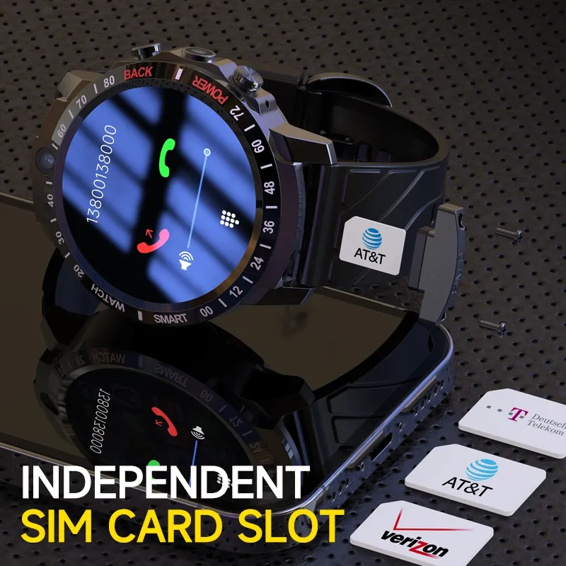Nouvel arrivage Android 11 Montre intelligente à écran rond 4 Go + 64 Go Wifi GPS Fitness Tracker Smartwatch 4G Sim Support pour hommes