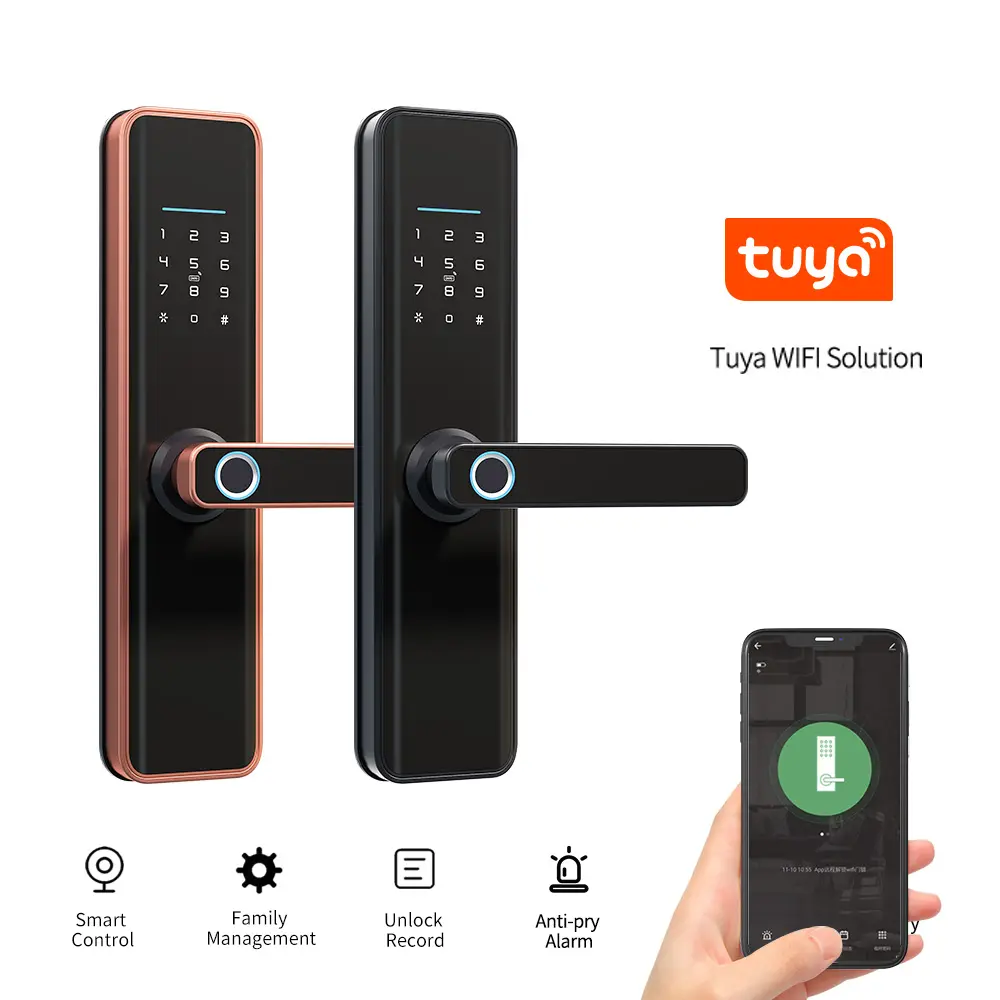 Factory Price electric double sided biometrics digital key password ttlock tuya fingerprint smart door lock