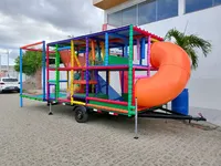 Aire de jeux mobile commerciale à haut rendement sur roues pour enfants, remorques de jeux mobiles, équipement souple pour fêtes en plein air
