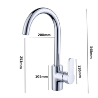 Robinet de cuisine moderne monotrou en laiton avec mitigeur monocommande eau chaude et froide à cartouches céramiques