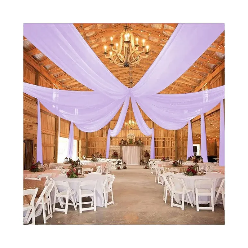 ม่านติดเพดานสำหรับตกแต่งงานแต่งงานชุดม่านแขวนเพดานแบบท่อและผ้าม่านแบบพรีเมี่ยม