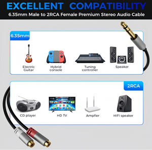 <span class=keywords><strong>Cable</strong></span> Adaptador Divisor en Y de 6.35mm a Doble <span class=keywords><strong>RCA</strong></span>, TRS Estéreo Macho a <span class=keywords><strong>2</strong></span> <span class=keywords><strong>RCA</strong></span> Hembra para Amplificador y Guitarra - Product Image 5