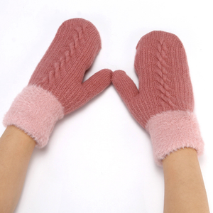 F-094 nouveau Offre Spéciale <span class=keywords><strong>mitaines</strong></span> en tricot torsadé doux et chaud avec doublure polaire femmes filles gants en laine et <span class=keywords><strong>mitaines</strong></span> gants de cyclisme d'hiver - Product Image 2