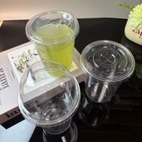 Cangkir Plastik Bentuk Gemuk PET Sekali Pakai 360ml 500ml 700ml dengan Logo Custom, Tutup, dan Sedotan untuk Pernikahan
