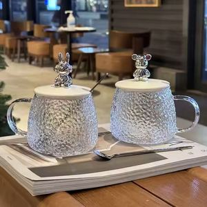 Taza de Vidrio con Tapa de Oso Hecha a Mano, con Cuchara, para Café, Agua, Té, Jugo, para Uso Doméstico - Product Image 1