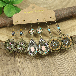 Boucles d'oreilles pendantes en alliage, bijoux fantaisie, style bohème, forme goutte d'eau, pour femmes, accessoires de fête - Product Image 4