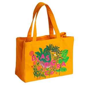Bolsa de algodón de 22 pulgadas personalizada, bolsas de compras de comestibles reutilizables de Color sólido, bolsas de playa con logotipo impreso, adecuadas para bodas - Product Image 1