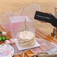Boîte à gâteau papillon rose originale Duoman pour la fête des mères, décoration alimentaire avec carte insérée transparente
