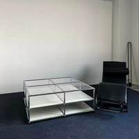 Ensemble de table à manger modulaire en acier inoxydable avec vitrine en verre trempé, buffet de présentation pour hôtel, café, usage commercial