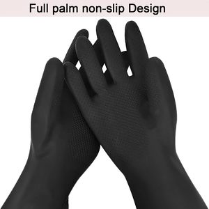 قفازات أمان طويلة للغاية صفراء سوداء مضادة للانزلاق XL مريحة من اللاتكس الطبيعي مقاومة للعمل صناعيًا يد مقاومة للمواد الكيميائية - Product Image 5