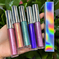 Fard à paupières liquide gel effet pailleté satiné multi-couleurs pour usage quotidien, résistant à l'eau, finition scintillante, pour peaux claires et foncées, marque privée